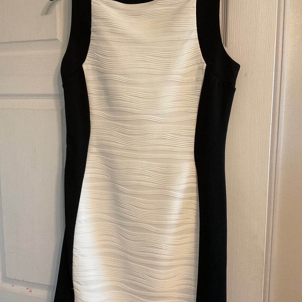Calvin Klein black and white sleeveless dress